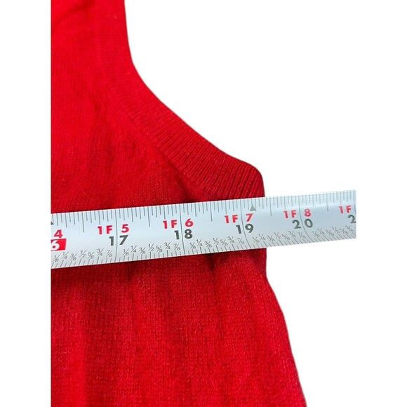 Grant Thomas 100% Cashmere Sweater Vest Red V-Neck Two Ply M Holiday Winter - Picture 10 of 11